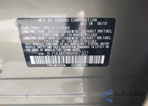 2019 Subaru Forester Premium z USA, uszkodzony, nr VIN JF2SKAEC8KH567302